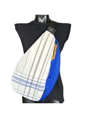 Crossbody Sling Bag in Blue and White Plaid by Looks Advanced Functional Fabrics